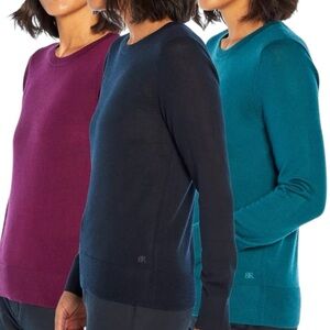 Banana Republic Classic Marino Wool Scallop Crew Neck Sweater in Navy Blue  XS